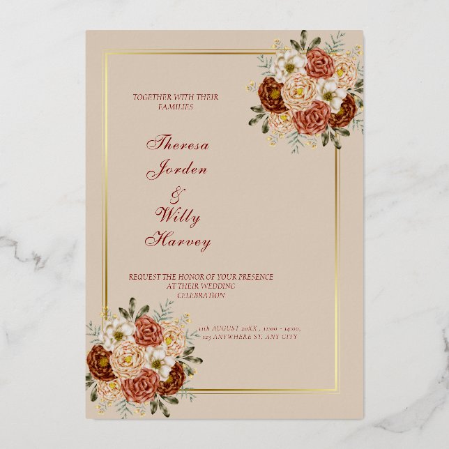 Elegante clásico de ser e invitaciones de boda mar (Anverso)