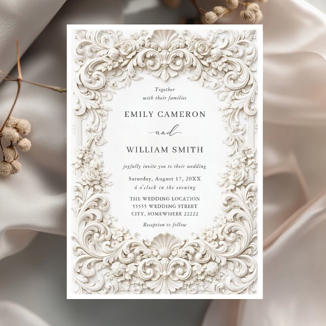 Elegante Clásico Invitación de Boda Marco Barroco (Subido por el creador)