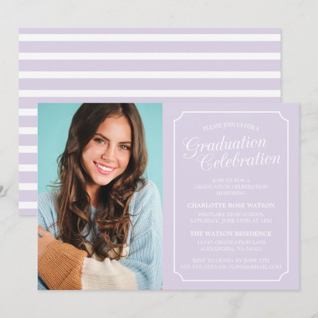 ELEGANTE CLÁSICO INVITACIÓN DE GRADUACIÓN FIESTA (Anverso / Reverso)