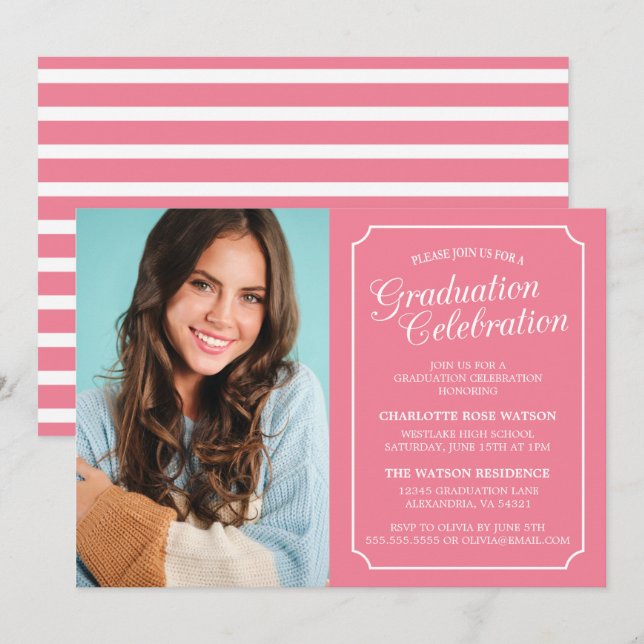 ELEGANTE CLÁSICO INVITACIÓN DE GRADUACIÓN FIESTA (Anverso / Reverso)