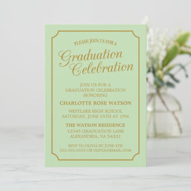 ELEGANTE CLÁSICO INVITACIÓN DE GRADUACIÓN FIESTA (Anverso de pie)