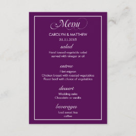 Elegante Clásico Menú de Boda Simple Morado 3
