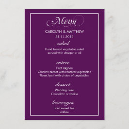 Elegante Clásico Menú de Boda Simple Morado 3