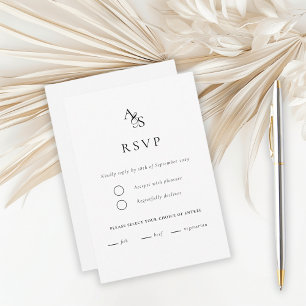 Elegante, clásico, monograma, blanco, RSVP