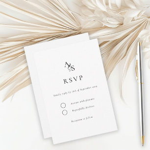Elegante, clásico, monograma, blanco, RSVP