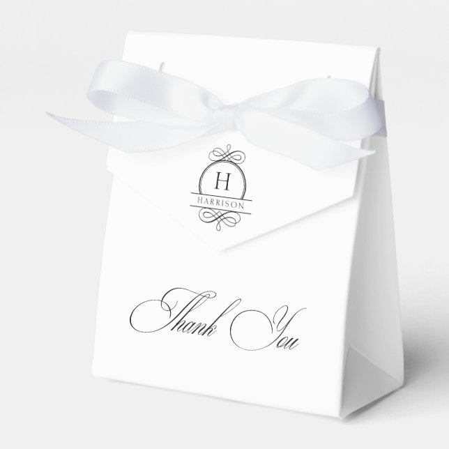 Elegante Classic Black & White Gracias Caja de Fav (Front Side)