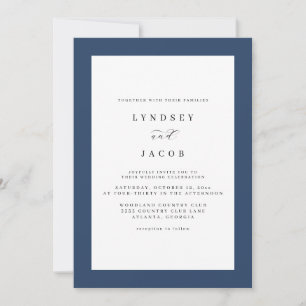 Elegante Classic Blue Wedding Invitación