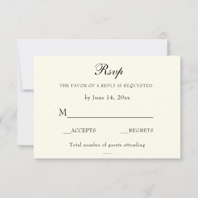 Elegante Classic Ivory Boda Classic RSVP Card (Anverso)