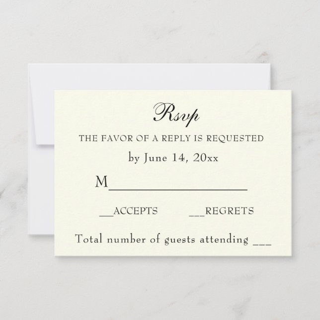 Elegante Classic Ivory Boda Classic RSVP Card (Anverso)
