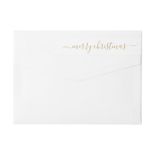 Elegante Classic Modern Gold Merry Christmas Scrip (Reverso)