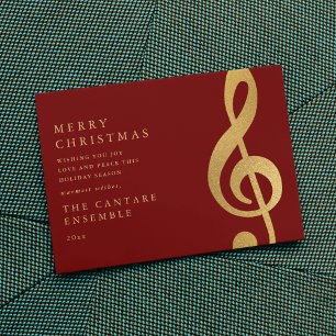 Elegante Clave de Sol de Música de Navidad en Oro