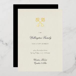 Elegante Clave Dorada Nueva Dirección Anuncio De M