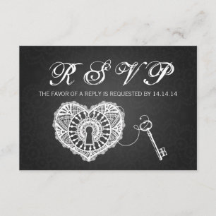 Elegante Clave RSVP De Boda Para Mi Corazón Negro