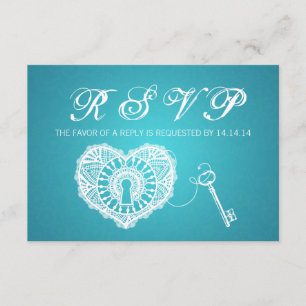 Elegante Clave RSVP De Boda Para Mi Corazón Turque