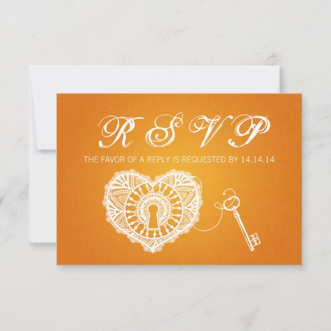 Elegante Clave RSVP De Boda Para Mi Naranja Del Co (Anverso)