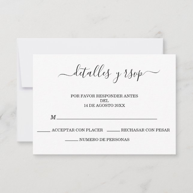 Elegante código QR de Boda Español Detalles Y RSVP (Anverso)