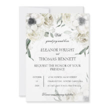 Elegante Código QR de Invitación de Boda con Flore
