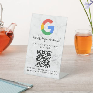 Elegante código QR de reseñas de Google en señal d