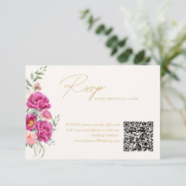 Elegante código QR de respuesta de boda floral ros