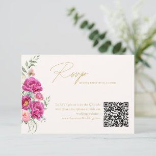 Elegante código QR de respuesta de boda floral ros