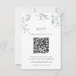 Elegante código QR de respuesta de boda verde salv