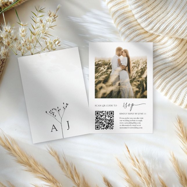 Elegante código QR de RSVP con Boda de fotos (Subido por el creador)