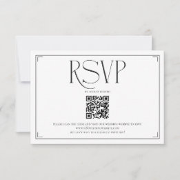 Elegante código QR de RSVP en negro y blanco para