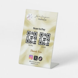 Elegante código Qr Logo Textura Dorada Señal de pe