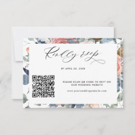 Elegante Código QR Rsvp Boda en línea Floral