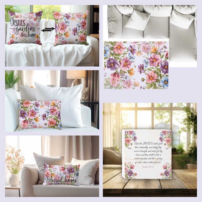 Elegante Cojín decorativo acuático floral (Subido por el creador)