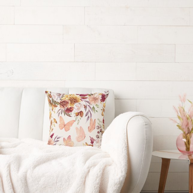 Elegante Cojín decorativo acuático floral (Sofá)