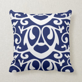 Elegante Cojín decorativo azul y blanco de la Mari