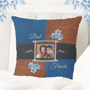Elegante Cojín decorativo Bestie Gift BFF Azul, Ma