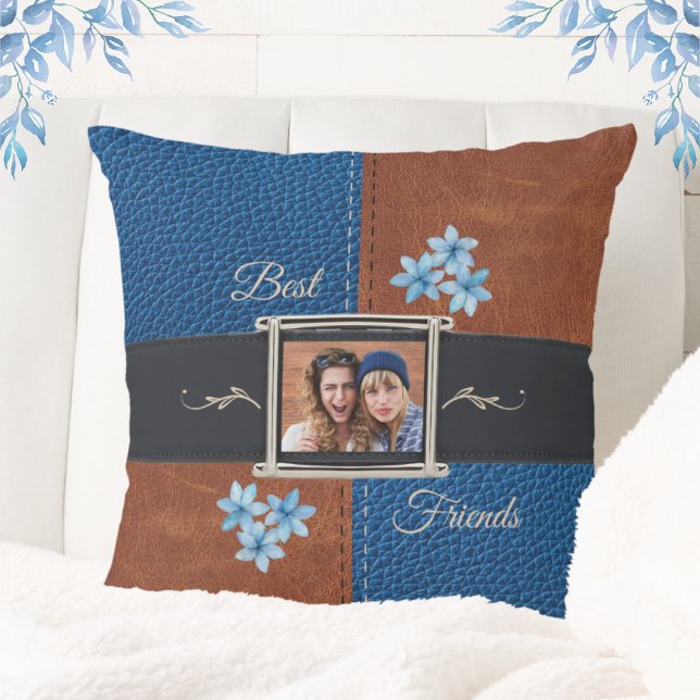 Elegante Cojín decorativo Bestie Gift BFF Azul, Ma (Stylish Bestie Gift Throw Pillow)