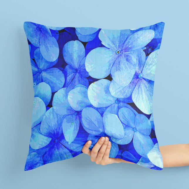 Elegante Cojín decorativo de arte de flores azules (Subido por el creador)