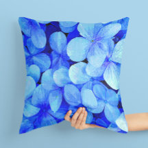 Elegante Cojín decorativo de arte de flores azules
