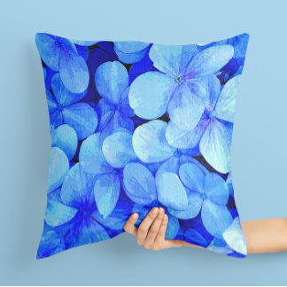 Elegante Cojín decorativo de arte de flores azules