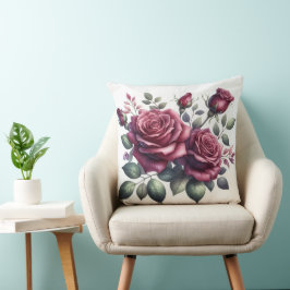 Elegante Cojín decorativo de color Rosa de Borgoña
