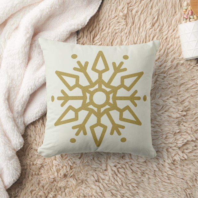 Elegante Cojín decorativo de copos de nieve blanco (Manta)