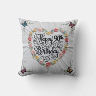 Elegante Cojín decorativo de cumpleaños número 90: