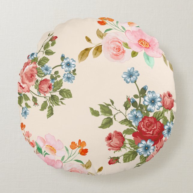 Elegante Cojín decorativo de diseño floral (Anverso)
