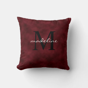 Elegante Cojín decorativo de Monograma Negro Terc
