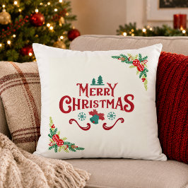 Elegante Cojín Decorativo de Navidad Feliz