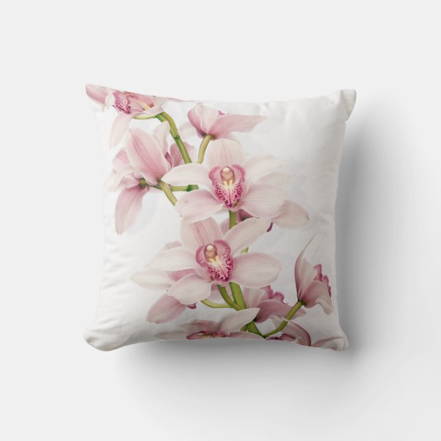 Elegante Cojín decorativo de orquídeas de cibidio  (Anverso)