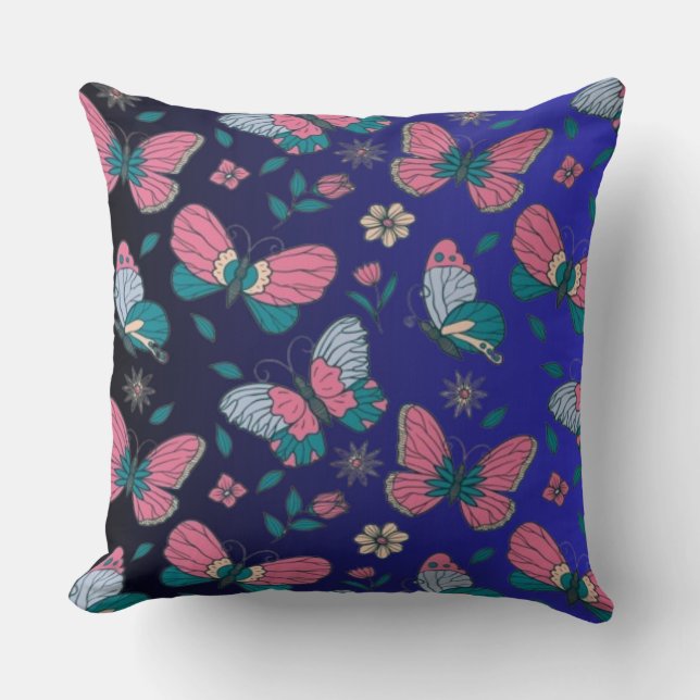 Elegante Cojín decorativo de patrón de mariposa di (Anverso)