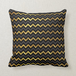 Elegante Cojín decorativo de poliéster negro y dor