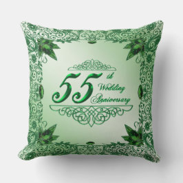 Elegante Cojín decorativo del 55° Aniversario Boda