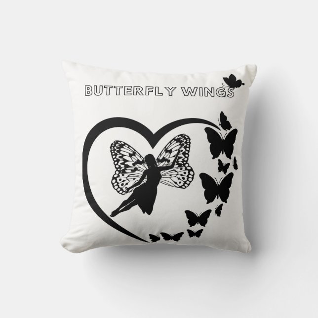 Elegante Cojín decorativo del Corazón de las Alas  (Anverso)