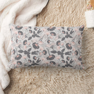 Elegante Cojín decorativo Femenino de Flores Gris