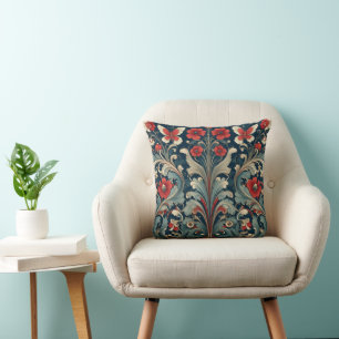 Elegante Cojín decorativo floral barroco mariposa